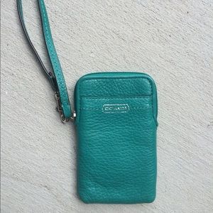 Coach turquoise wristlet